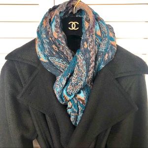 Tolani Wool Peacock Double Sided Scarf